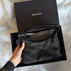 Prada Black Nylon Shoulder Bag re-edition